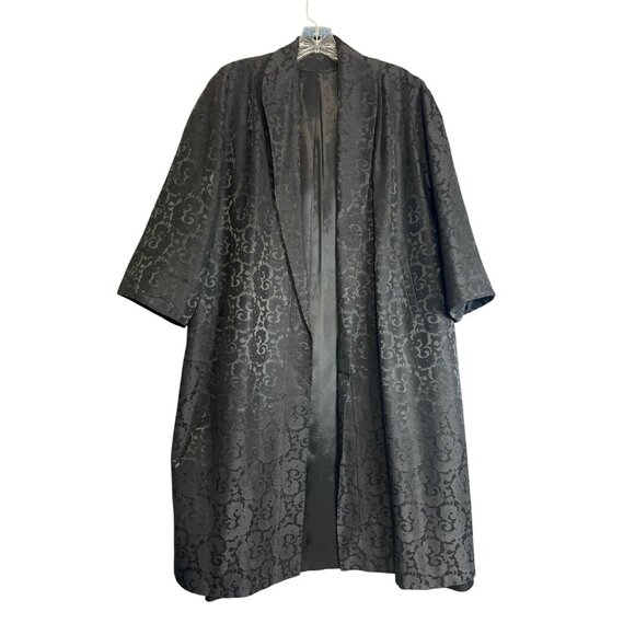 Vintage 1950s Black Brocade Opera Swing Coat - Picture 8 of 9